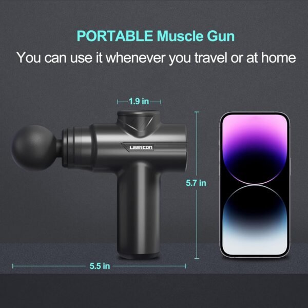 Mini Massage Gun,Portable Deep Tissue Muscle Fashion Back Massager, Handheld Percussion Massager for Pain Relief with 6 Intensities, 4 Heads, Coloured Light，Gifts for Men and Women - Image 3