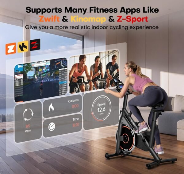 Exercise Bike, Adjustable Magnetic Resistance Brake Stationary Bikes for Home, Quiet Indoor Cycling Bike with Upgraded Seat Cushion, Digital Monitor & Phone Mount, 350lbs Weight Capacity - Image 3
