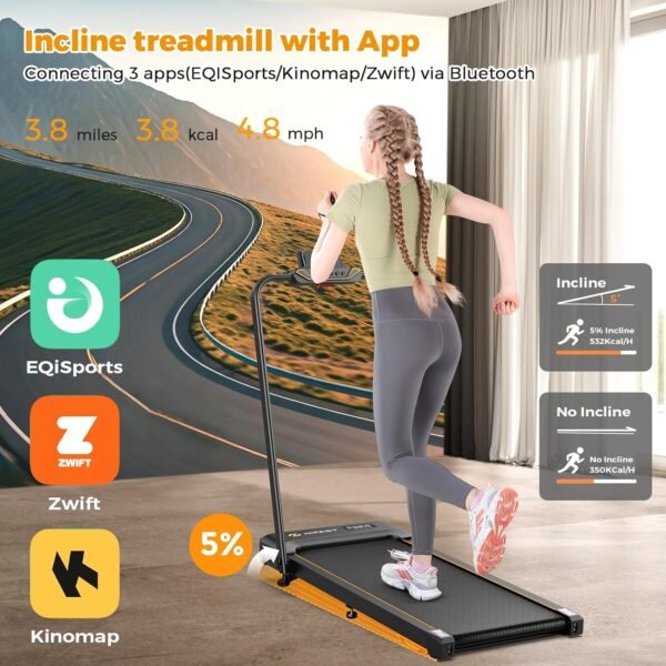 Walking Pad, Under Desk Treadmill for Home Office, Small Walking Pad with Handle Bar and Incline, Foldable Treadmill with Remote Control, APP - Image 3