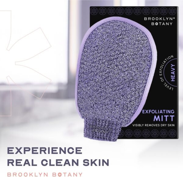 Brooklyn Botany Exfoliating Mitt for Bath and Shower – Heavy Duty Exfoliating Body Scrubber for Massage and Dead Skin Remover for Body – 1 Mitt - Image 3