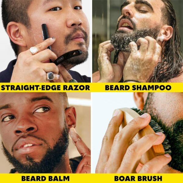 The Beard Club Mens Grooming Kit & PT45 Beard Trimmer for Men - Professional Cordless Electric Beard Hair & Moustache Trimmer, Straight Razor, Beard Shampoo, Balm, Beard Brush & Comb - Beard Kit Gift - Image 4