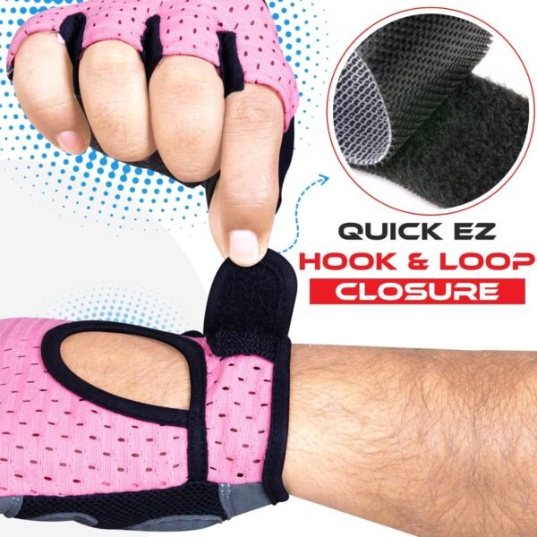 Weight Lifting Gym Gloves Fitness Workout Breathable Ladies Gloves Non-Slip Silicone Padded Palm Protection Elasticated Strength Training Equipment Half Finger Exercise - Image 5