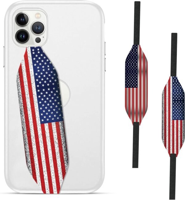 Customizable Universal Phone Grip Strap| Pack of 2| Reversible Phone Hand Strap for Phone Cases As Phone Loop Holder| Secure Handling by Comfortable Phone Strap - American Flag - Image 2
