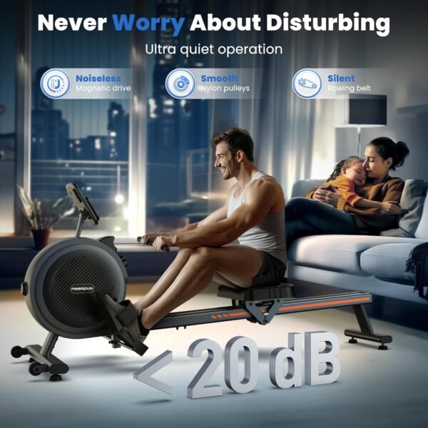 FEIERDUN Rowing Machines for Home, Rower Machine with 350LBS Loading Capacity, Magetic Rower with APP, Row Machine with Dual Slide Rail - Image 5
