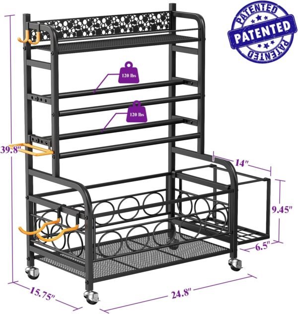 Weight Rack for Dumbbells, Dumbbell Rack Weight Stand, VOPEAK Home Gym Storage Rack for Yoga Mat Kettlebells and Strength Training Equipment, Weight Storage Holder Rack for Dumbbells with Wheels - Image 5