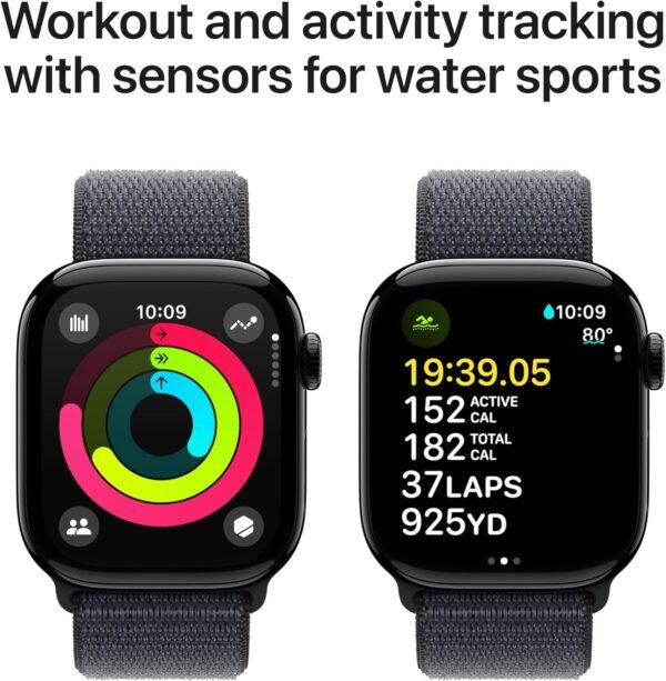 Apple Watch Series 10 [GPS + Cellular 42mm] with Jet Black Aluminium Case with Ink Sport Loop. Fitness Tracker, ECG App, Always-On Retina Display, Carbon Neutral with AppleCare+ (2 Years) - Image 5