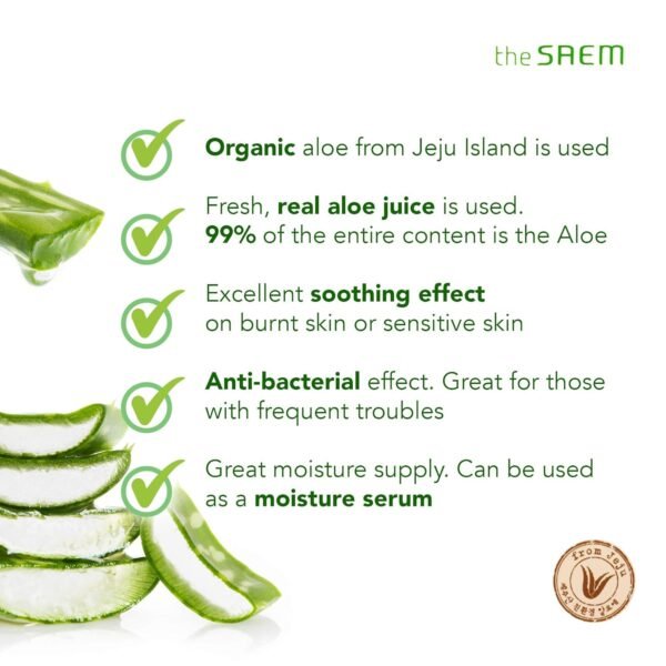 [the SAEM] Jeju Fresh Aloe Soothing Gel 99%, 300ml - Hydrate & Soothe Dry, Sensitive Skin - Image 3