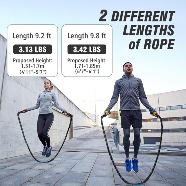 Supertrip Weighted Jump Ropes for Fitness Men Women 360 Rotating Handles, 3.1LBS 3.4LBS Polyester Heavy Skipping Rope for Exercise Workout Equipment - Image 3