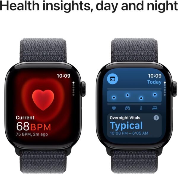 Apple Watch Series 10 [GPS + Cellular 42mm] with Jet Black Aluminium Case with Ink Sport Loop. Fitness Tracker, ECG App, Always-On Retina Display, Carbon Neutral with AppleCare+ (2 Years) - Image 6
