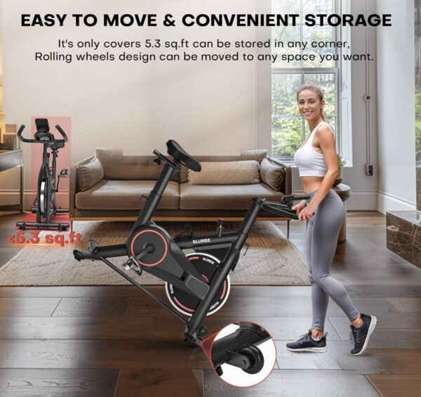 Exercise Bike, Adjustable Magnetic Resistance Brake Stationary Bikes for Home, Quiet Indoor Cycling Bike with Upgraded Seat Cushion, Digital Monitor & Phone Mount, 350lbs Weight Capacity - Image 9