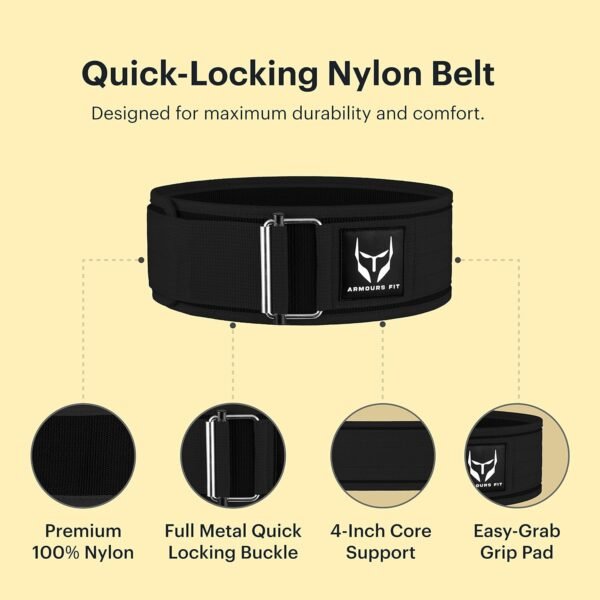 Self-Locking Weight Lifting Belt - Premium Weightlifting Belt Functional Fitness, Weight Lifting, and Olympic Lifting Athletes - Lifting Support for Men and Women - Deadlift Training Belt - Image 3
