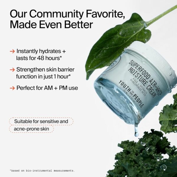 Youth To The People Superfood Air-Whip Moisture Cream, 48-Hr Hydrating Face Moisturizer, Hyaluronic Acid, Kale and Green Tea for Glowing Skin, Non-Greasy, Vegan - Image 4