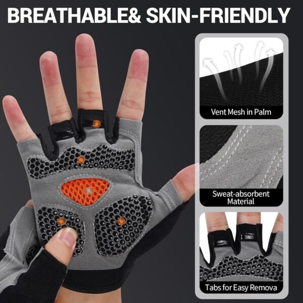 WULI Cycling Gloves Half Finger Men's and Women's Fitness Gloves for Cycling, Breathability, Anti Slip Yoga Equipment, Anti cocooning, Wrist Protection Thickened Palm - Image 6