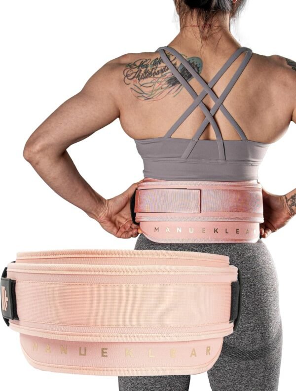 MANUEKLEAR Weight Lifting Belts for Men and Women, Gym Weight Belt with Carabiner Quick Locking, Double-Layer Weightlifting Belt for Workout Squat Powerlifting Deadlift - Image 2