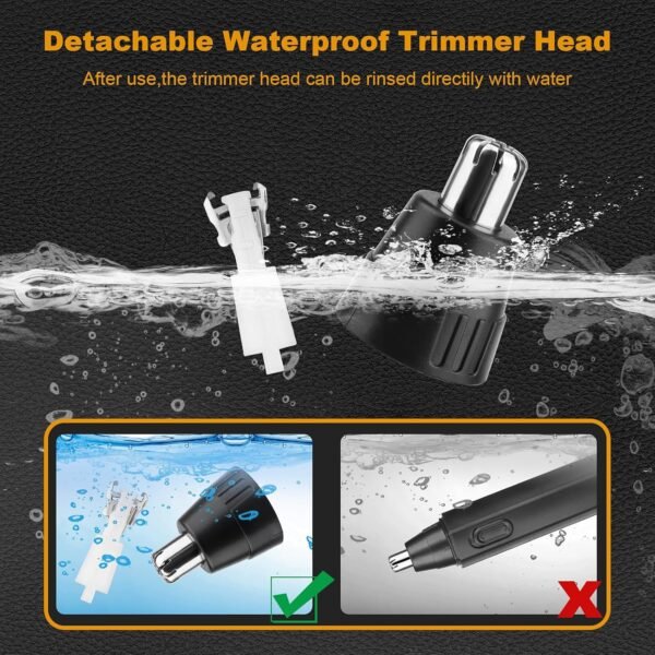 Nose Hair Trimmer for Men Women, USB Rechargeable Electric Ear Nose Hair Trimmer Clipper, Professional IPX7 Waterproof Dual Edge Blades for Easy Cleaning (Black) - Image 5