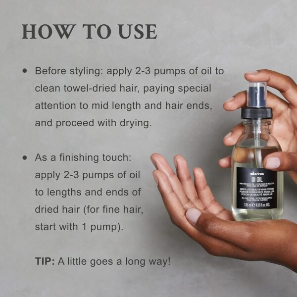 Davines OI Oil | Weightless Hair Oil Perfect for Dry Hair, Coarse & Curly Hair Types | Conrol Frizz | Soft, Shiny Hair - Image 5