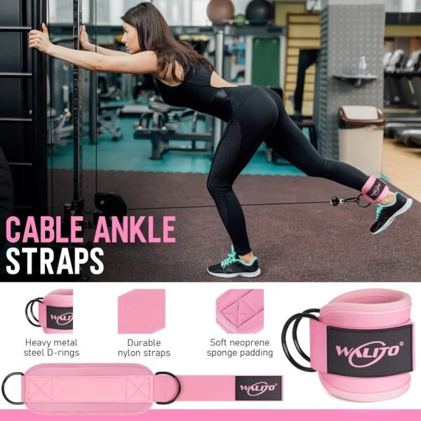 WALITO 8Pcs Barbell Pad Set for Hip Thrust - Squat Pad,Gym Accessories for Women with Bar Bad,Bench Press, with Gym Ankle Straps,Resistance Bands for Working Out,Lifting Strap,Carry Bag - Image 6