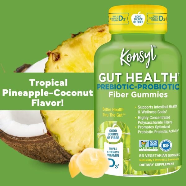 Konsyl Gut Health Prebiotic - Probiotic Fiber Gummies - Helps Support Digestive Health+ - Vegetarian Fiber Supplement Gummies for Adults- 56 Count - Image 5