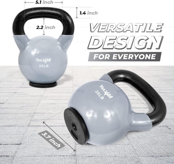 Yes4All Kettlebells Rubber Base, Kettlebell Set for Women, Strength Training Kettlebells Weights (10-65 lbs) - Image 4