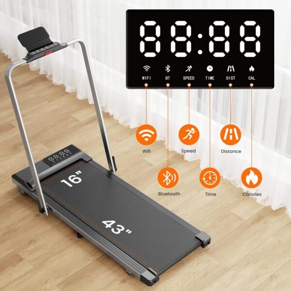 DeerRun Treadmills for Home, 3.5HP Folding Treadmill with Incline, 350 LBS Weight Capacity Home Treadmill, Compact Portable Treadmill for Small Space Walking Jogging Running - Image 6
