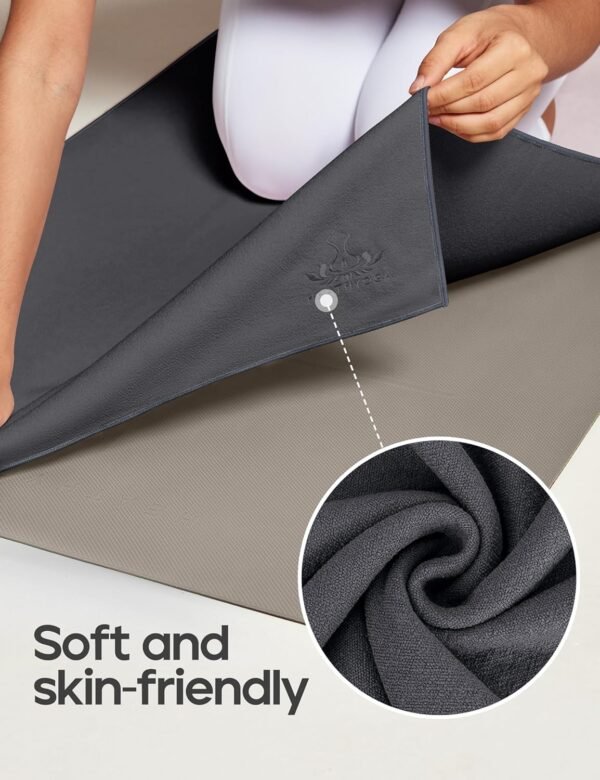 Heathyoga Hot Yoga Towel, Non Slip Yoga Mat Towel with Silicone Grip & Spray Bottle, 72"X26" Yoga Towel, Soft Microfiber Yoga Mat Towel for Hot Yoga, Bikram, Pilates and Fitness - Image 5