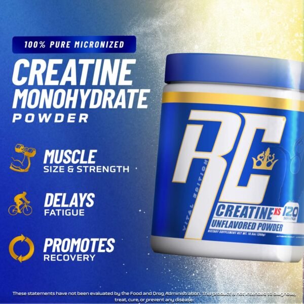 Ronnie Coleman Signature Series Creatine-XS, Creatine Monohydrate Powder, Post Workout Recovery for Muscle Building and Strength, Energy Support, Mass Gainer, Unflavored, 120 Servings - Image 4