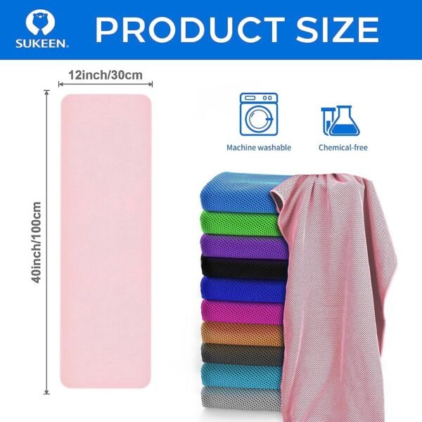 Sukeen 4 Pack Cooling Towel (40"x12") for Sweat, Quick-Drying Neck Cooling Wraps, Soft & Breathable Chilly Sports Towel for Yoga, Sport, Running, Workout, Cooking, Microfiber - Image 8