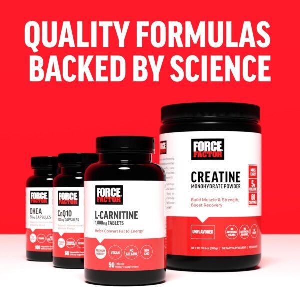FORCE FACTOR Creatine Monohydrate, Creatine Powder for Muscle Gain, More Strength, and Faster Workout Recovery, Clinically Studied Micronized Creatine 5g Dose Per Serving, Unflavored, 60 Servings - Image 11