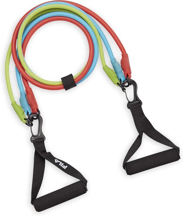 FILA Accessories 3-in-1 Tube Resistance Bands with Handles - 3 Adjustable Exercise Band Levels - Pull Up Bands for Workouts, Physical Therapy, Fitness at Home, Gym, and Outdoors - Image 2