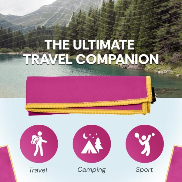 Elite Tail Magic- Lightweight Soft Compact Travel Towel | Quick Drying Backpacking Towel Ultralight with Loop Strap | Sport and Gym Microfiber Face Cloth Yoga | Small 12.5 x 9.6 inches - Image 4