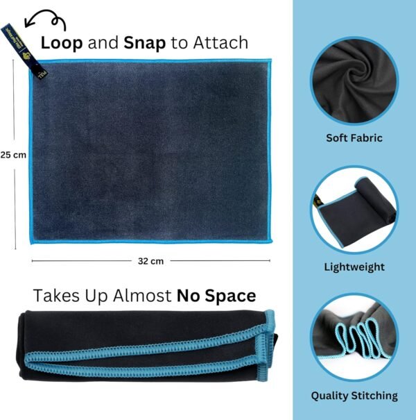 Elite Tail Magic- Lightweight Soft Compact Travel Towel | Quick Drying Backpacking Towel Ultralight with Loop Strap | Sport and Gym Microfiber Face Cloth Yoga | Small 12.5 x 9.6 inches - Image 7