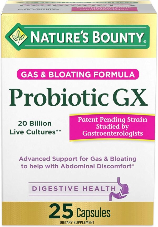 Probiotic, For Occasional Gas and Bloating Dietary Formula by Nature's Bounty, Dietary Supplement, Helps with Abdominal Discomfort, Promotes Digestive Health, 25 Capsules - Image 2