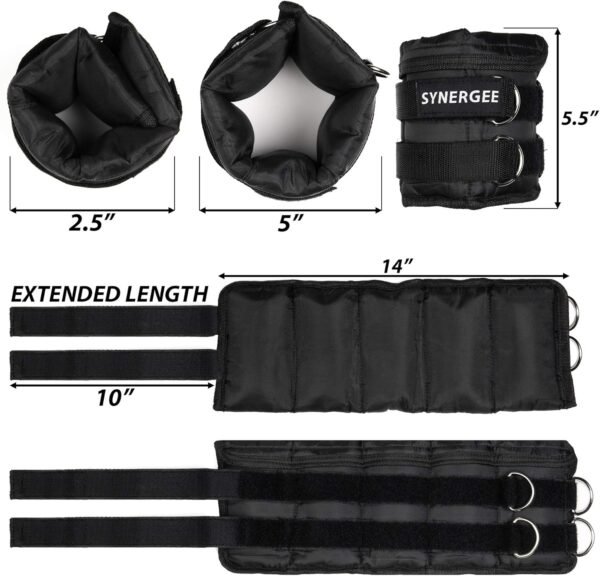Synergee Comfort Fit Adjustable Ankle/Wrist Weights (Set of 2). Available in 5lb, 10lb & 20lbs. One Size Fits All. - Image 4