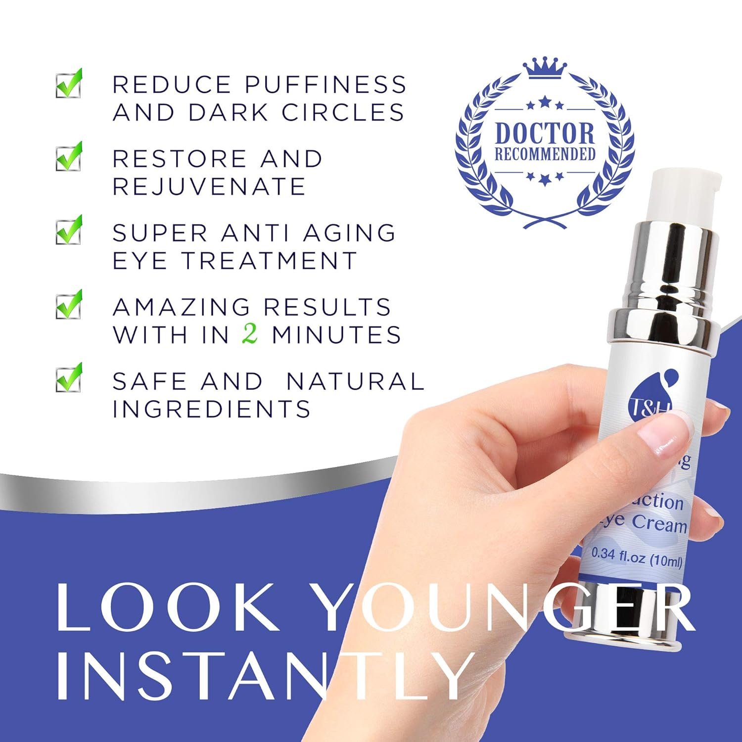 TEREZ & HONOR Anti-Aging Rapid Reduction Under-Eye Cream, Visibly and Instantly Reduces Wrinkles, Dark Circles and Eye Bags in 120 Seconds, Hydrates & Lifts Skin Rapid (0.34 fl.oz) - Image 3