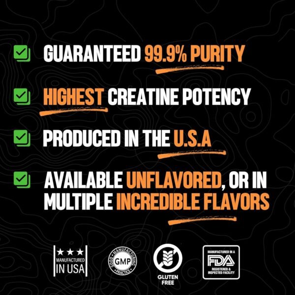 Huge Supplements Creatine Monohydrate Powder, 5000mg of Pure Creatine, Clinically Dosed to Boost Performance, Increase Muscle Strength and Size, 30 Servings (Orange) - Image 4