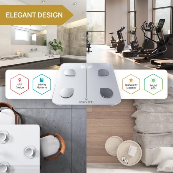INEVIFIT Smart Body Fat Scale, Highly Accurate Bluetooth Digital Bathroom Body Composition Analyzer, Measures Weight, Body Fat, Water, Muscle, Visceral Fat & Bone Mass for Unlimited Users (White) - Image 7