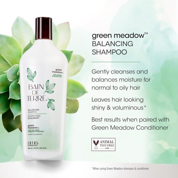 Bain de Terre Green Meadow Balancing Shampoo, Gentle Cleansing for Soft, Silky Hair with Argan & Monoi Oils, Paraben-Free, Color-Safe - Image 4