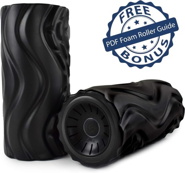 Zyllion Rechargeable Vibrating Foam Roller - 4-Speed Deep Tissue Muscle Massage with 3 High-Density Surfaces for Pain Relief, Physical Therapy, Recovery, Feet, Legs, Neck, Back - Black/Black (ZMA-22) - Image 8