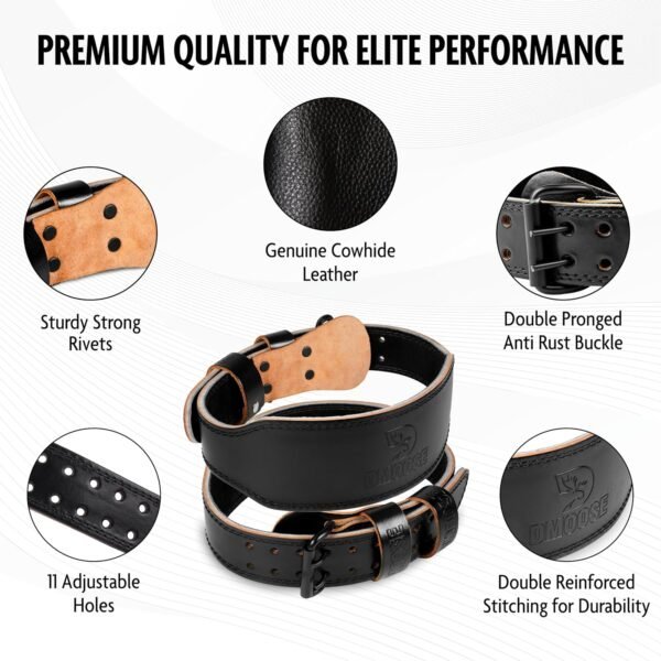 DMoose Fitness Weight Lifting Belt for Men & Women - 7MM Premium Cushioned Lumbar Support & Genuine Leather Adjustable Weightlifting Belt for Squats, Deadlifts & Workouts - Image 4