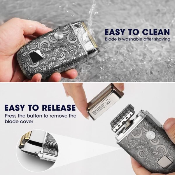 Suttik Electric Razor Foil Shavers Hair Clippers for Men, Beard Trimmer and Electric Shaver for Men Face with Replacement Blade, Waterproof - Image 6