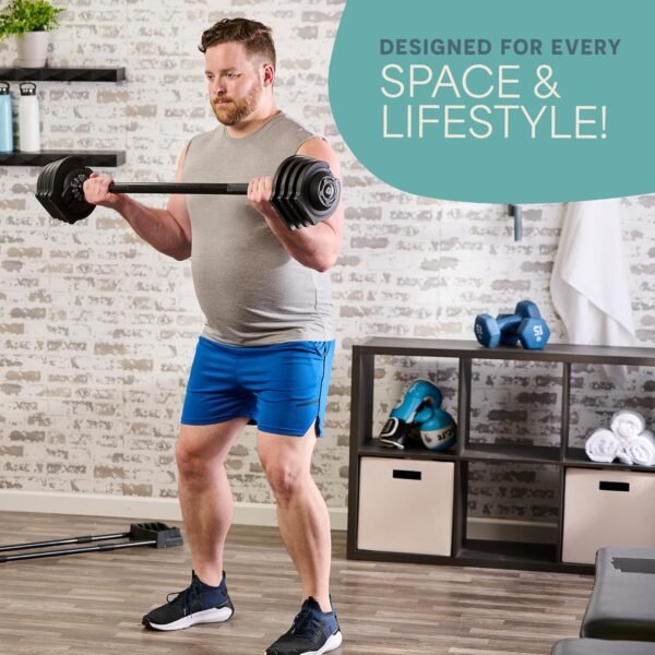 Lifepro Adjustable Dumbbells Set/Single - 15lb 43lb 55lb 25 lb Dumbbell Sets with Rack - Quick Adjust, Secure Grip weights dumbbells set - Compact Hand Weights for Women/Men at Home Gym - Image 10