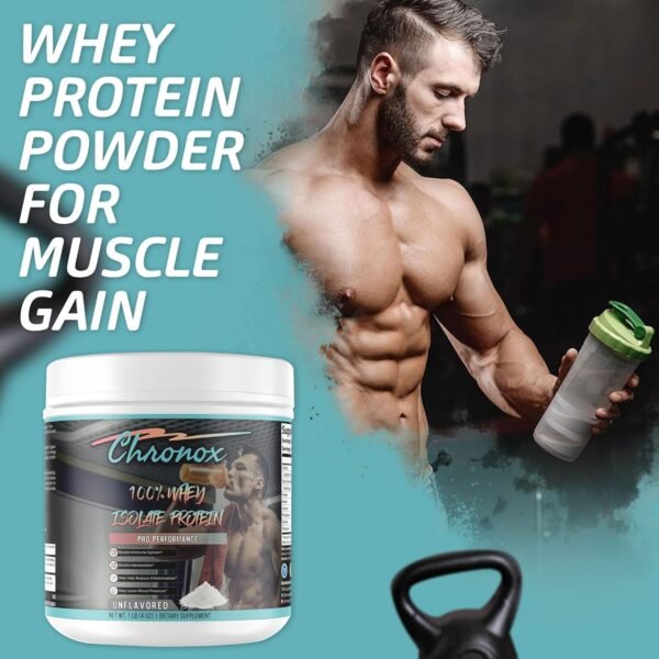 Chronox 100% Whey Protein Powder - Unflavored Whey Protein Powder for Muscle Gain - Whey Protein Isolate Powder for Pre and Post - Workout Protein Whey Isolate Dietary Supplement - (1 LB) - Image 4