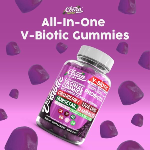Vaginal Probiotics for Women Gummies with Cranberry, Uva Ursi, Horsetail, D-Mannose, Prebiotics & Digestive Enzymes Women's Vaginal Health Supplement for pH Balance Flora Odor VBiotic by Clean Nutra - Image 7