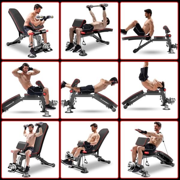 Adjustable Weight Bench - Utility workout Benches for Exercise, Free Installation Design for Portable Fitness Strength Training Equipment at Home Gym - Image 6