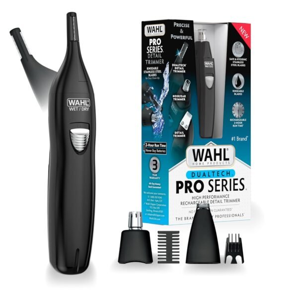 Wahl Pro Series® Rechargeable Eyebrow, Ear & Nose Hair Trimmer for Men – Painless DualTech® Eyebrow Trimmer & Facial Hair Removal Device – Model 3025656 - Image 2