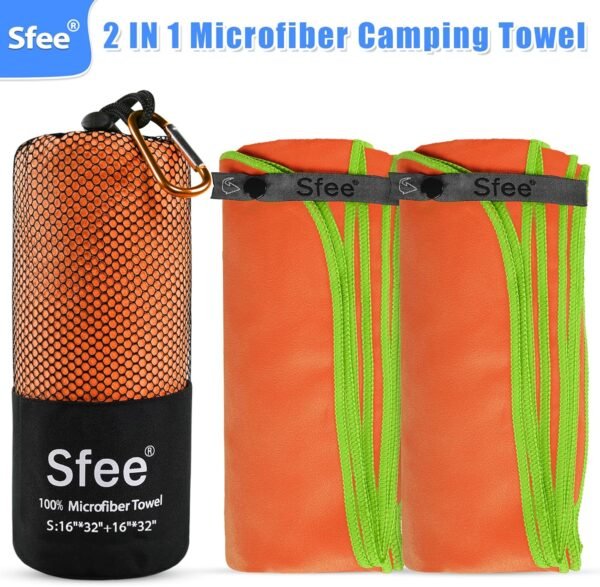 Sfee 2 Pack Microfiber Travel Towel, Quick Dry Towel Camping Towel Beach Towel Super Absorbent Compact Lightweight Sports Towel Gym Towel Set for Beach, Gym, Hiking, Pool, Backpacking, Bath, Yoga - Image 3