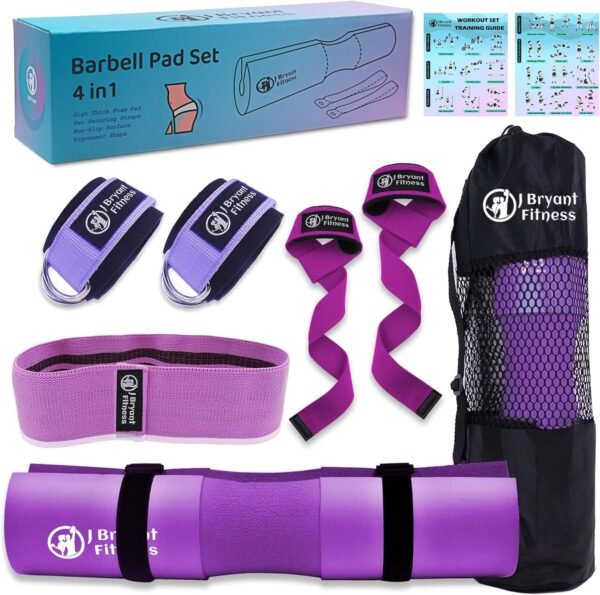 J Bryant Barbell Pad Set with 2 Ankle Straps for Cable Machines Hip Resistance Band Weight Lifting Straps Thick Cushion Hip-Thrusts Pad with Carry Bag for Squats Bench Press Workout - Image 2