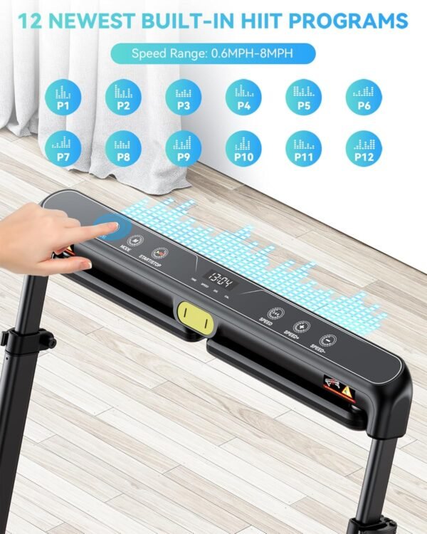 Under Desk Treadmill with Incline, 3.5HP Walking Pad with Handle Bar Removable Desk Workstation, 300 Lbs Foldable Treadmills for Home Small Office, LED Display, Wristband Remote Control - Image 6