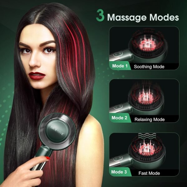 Scalp Massager Comb,Electric Hair Massage with Waterproof Cordless for Hair Scalp Stress Relax,Portable Multi Functional Hair Brush with Green Color,Deep Massage at Home - Image 5