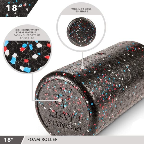 Day 1 Fitness High-Density Round Foam Rollers - 4 Size and 8 Color Options - Massage Rollers for Stretching, Deep Tissue and Myofascial Release - Image 5